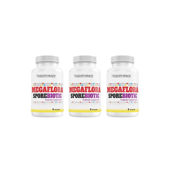 MegaFlo SporeBiotic, Gut Health, Gas and Bloating Relief, Occasional Diarrhea, 5 Billion CFU, All Natural, High Potency Formula, Men and Women, Daily 3 Pack