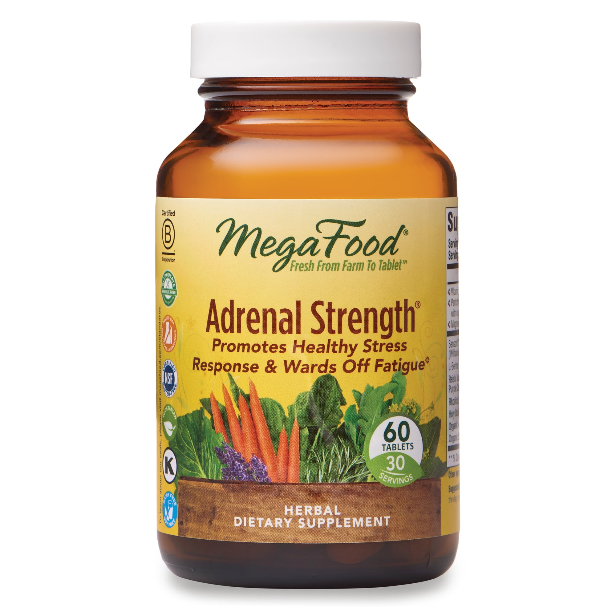 Magnesium Vitamin D Turmeric Rhodiola And Ashwagandha MegaFood Adrenal Strength - Ashwagandha, Vitamin C, Magnesium, Rhodiola