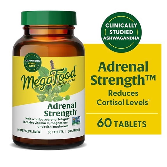 MegaFood Adrenal Strength - Sensoril Ashwagandha, Vitamin C - Stress Support - 30 Servings
