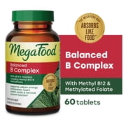 MegaFood Balanced B Complex - 8 B Vitamins - Vitamin B6 & B12 - Vegan - 60 Servings