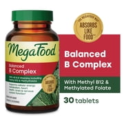 MegaFood Balanced B Complex - 8 B Vitamins - Vitamin B6 & B12 - Vegan - 30 Servings