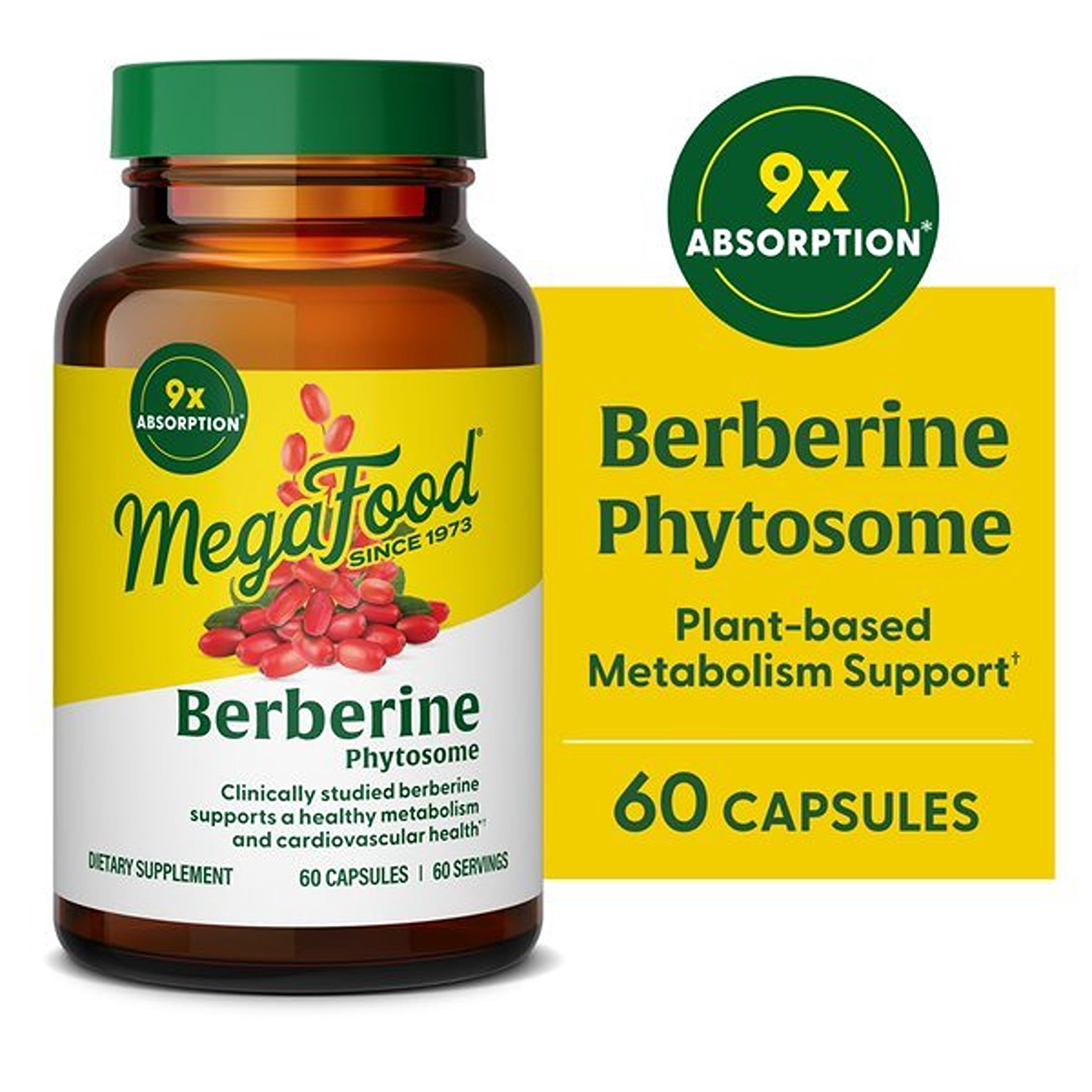 MegaFood Berberine Phytosome 550 mg - For Metabolism & Cholesterol - Vegan - 30-Day Supply