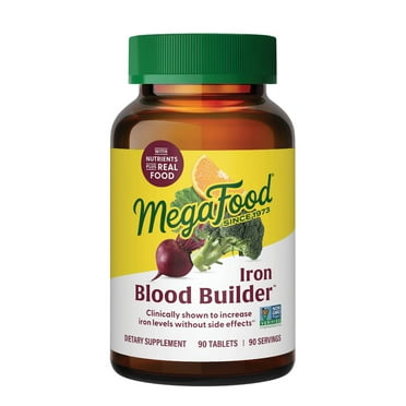 MegaFood Blood Builder - Iron Supplement for Women - Vitamin C & B12 - Vegan - 90 Servings