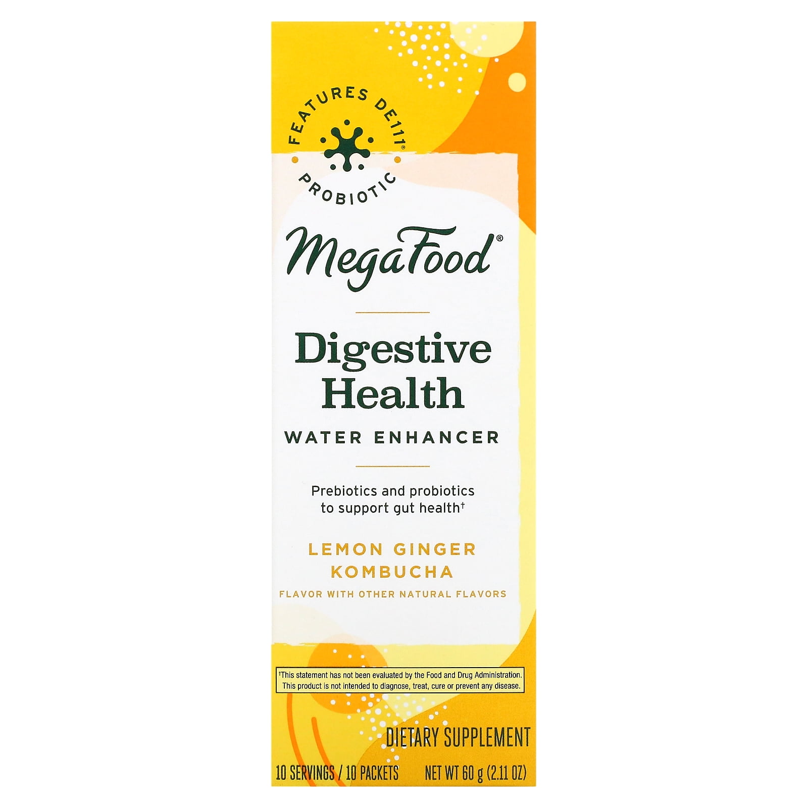 MegaFood Digestive Health Water Enhancer Lemon Ginger Kombucha 10