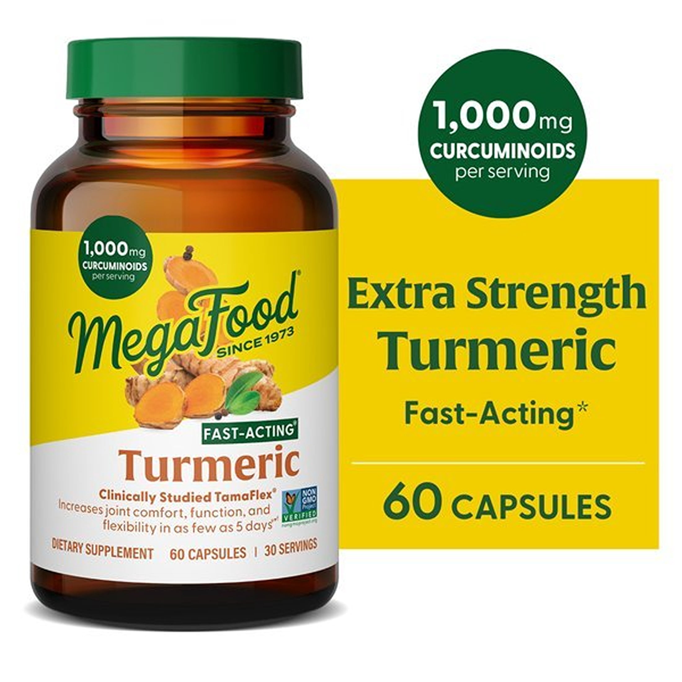 MegaFood Fast-Acting Turmeric Curcumin With Black Pepper - 60 Capsules, 30 Servings