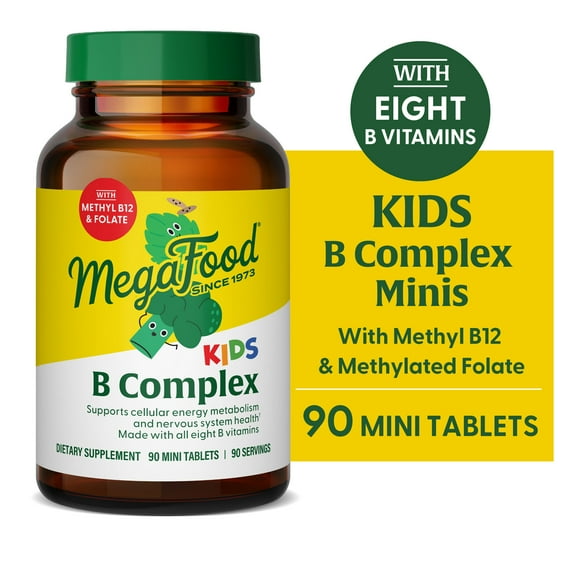 MegaFood Kids B Complex - Supports Cellular Energy with B Vitamins - 90 Mini Tablets