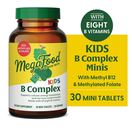 MegaFood Kids B Complex - Supports Cellular Energy with B Vitamins - 30 Mini Tablets