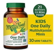 MegaFood Kids Mini Multivitamin - Zinc, Vitamins C, B & D3 - Vegetarian - 30 Servings