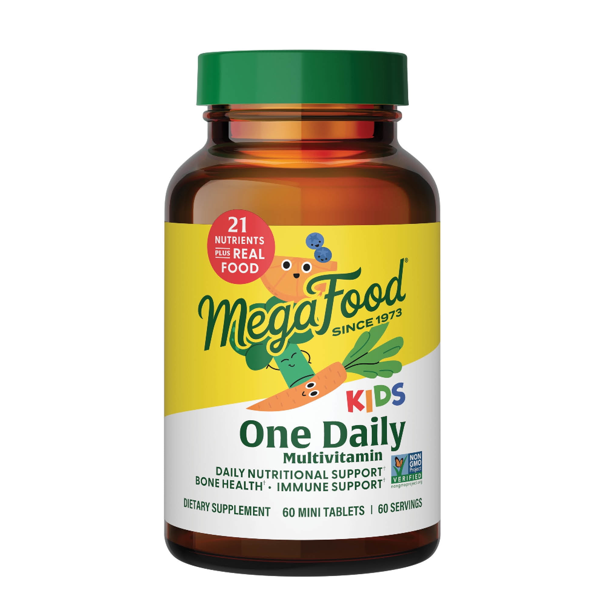 MegaFood Kids Mini Multivitamin - Zinc, Vitamins C, B & D3 - Vegetarian - 60 Servings