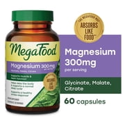 MegaFood Magnesium 300mg - Glycinate, Citrate, Malate for Heart, Bone, Nerve Health & Normal Sleep Cycle - 30 Servings