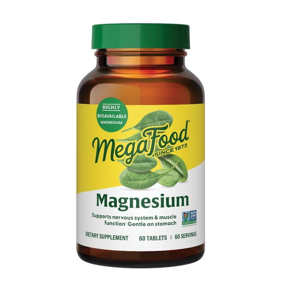 MegaFood Magnesium Glycinate - Gluten-Free - Heart & Nervous System Support - 60 Servings