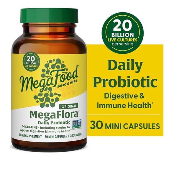 MegaFood MegaFlora Probiotic - Digestive & Immune Support - Vegetarian - 30 Servings