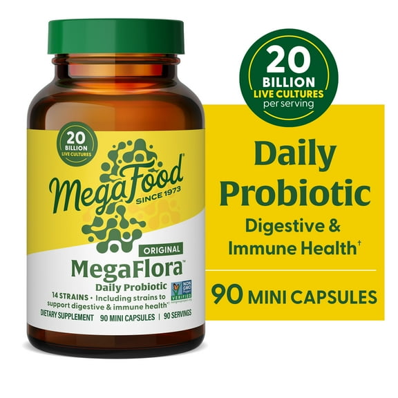 MegaFood MegaFlora Probiotic - Digestive & Immune Support - Vegetarian - 90 Servings