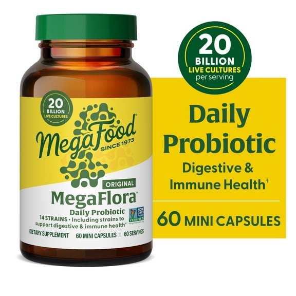 MegaFood MegaFlora Probiotic - Digestive & Immune Support - Vegetarian - 60 Servings