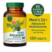 MegaFood Mens 55+ Multivitamin - Choline, Vitamins D3 & B12 - Brain Health - 60 Servings