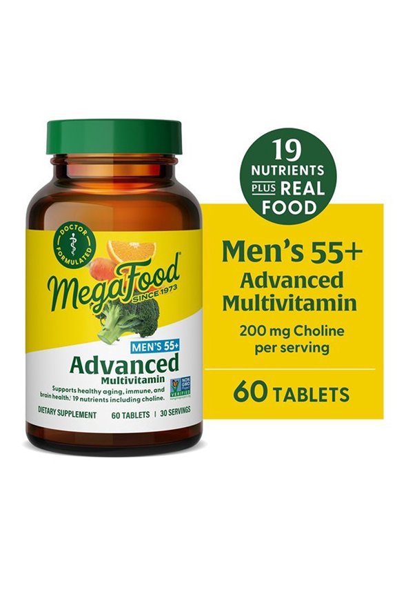 Men's 55+ Multivitamin - Choline, Vitamins D3 & B12 - Brain Health - 30 Servings