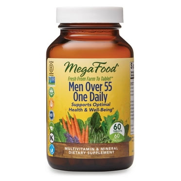 MegaFood Men's 55+ Multivitamin - Zinc, Vitamin B12, C & D3 - Aging Support - 60 Servings