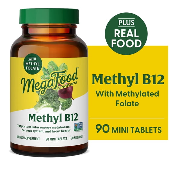 MegaFood, Methyl B12, Helps Maintain a Healthy Heart and Homocysteine Levels, Multivitamin Supplement, Gluten Free, Vegan, 90 Tablets (90 Servings)