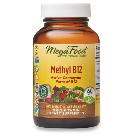 MegaFood Methyl B12 - Methyl Folate & Vitamins B12 & B6 - Energy Production - 60 Servings