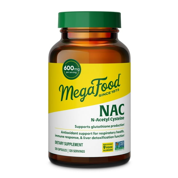MegaFood NAC 600mg, Promotes Production of Glutathione,120 Capsules, 120 Servings