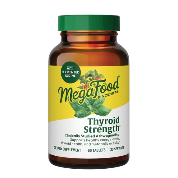 MegaFood Thyroid Strength - Ashwagandha, Zinc, Selenium, Iodine - Vegetarian - 30 Servings