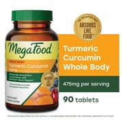 MegaFood Whole Body Turmeric Curcumin - Black Pepper & Vitamin C - Vegan - 45 Servings