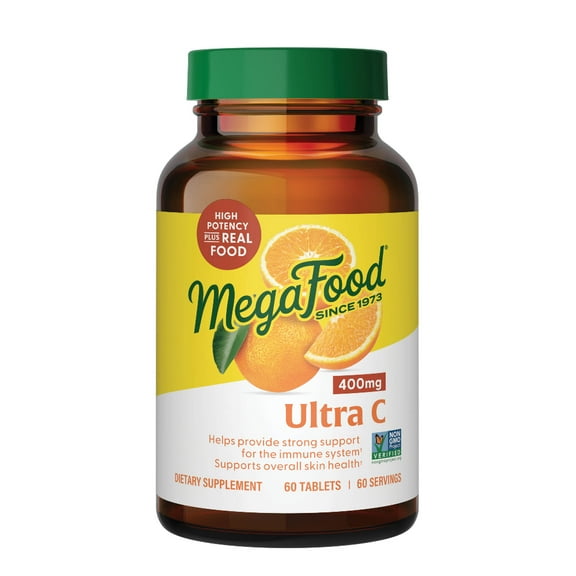 MegaFood Ultra C 400 mg - Vegan Immune Supplement - Vitamin C, Gluten-Free - 60 Servings