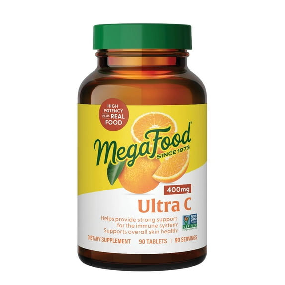 MegaFood Ultra C 400 mg - Vegan Immune Supplement - Vitamin C - Gluten-Free - 90 Servings