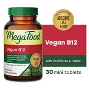 MegaFood Vegan Vitamin B12 - Vitamin B6, Folic Acid - Nervous & Heart Health - 30 Servings