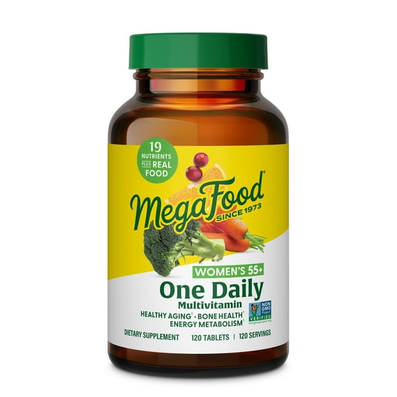MegaFood Women's 55+ Multivitamin - Vitamins A, C, D3 & E - Aging Support - 120 Servings