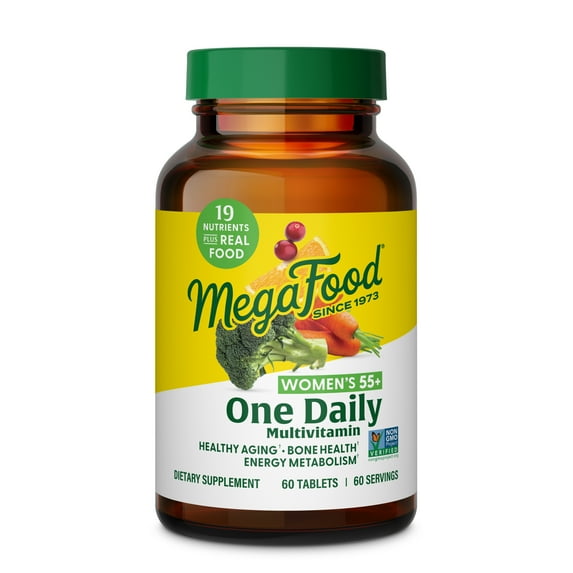 MegaFood Women's 55+ Multivitamin - Vitamins A, C, D3 & E - Aging Support - 60 Servings