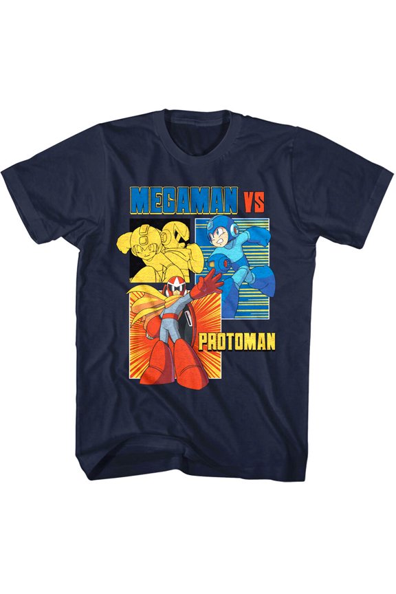MegaMan versus Protoman Men's T Shirt Fight Rokkuman Capcom Video Game