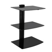 MegaMounts 3 Tier Shelf 14 inch Tempered Glass Multimedia Wall Mount
