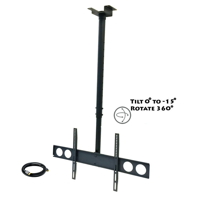 MegaMounts Heavy Duty Tilting Ceiling Television Mount for 37" to 70" LCD, LED and Plasma Televisions with HDMI Cable