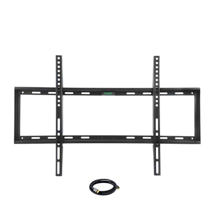 MegaMounts Smooth Black Matt Finish Fixed Television Mount for 26"- 55" LCD, LED and Plasma Televisions with HDMI Cable