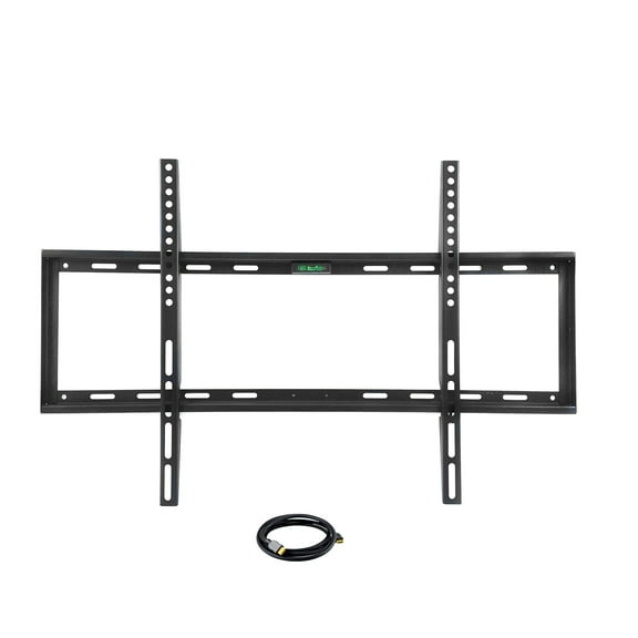 MegaMounts Smooth Black Matt Finish Fixed Television Mount for 26"- 55" LCD, LED and Plasma Televisions with HDMI Cable