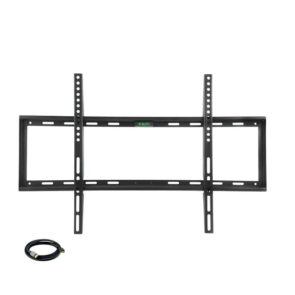 MegaMounts Smooth Black Matt Finish Fixed Television Mount for 32"- 70" LCD, LED and Plasma Televisionst with HDMI Cable