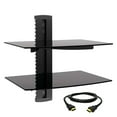thumbnail image 1 of MegaMounts Tempered Glass Double Shelf Wall Mount with HDMI Cable, 1 of 2