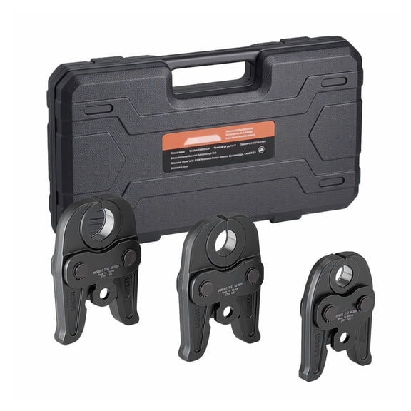 MegaPress Jaws 3PCS 1/2", 3/4", & 1" - Carbon Steel Pressing Tools - Compatible with Ridgid & Other Press Tools - with Carrying Case