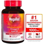 MegaRed 1000mg Ultra Strength Omega-3 Krill Oil, 60 Softgels