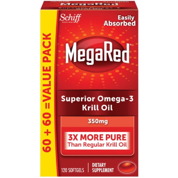 MegaRed 350mg Omega-3 Krill Oil, 120 softgels (Pack of 2)