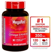 MegaRed Superior Krill Oil 350mg Omega-3 For Heart Health Omega 3, 120 Softgels