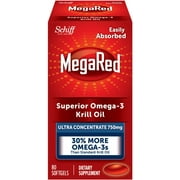 MegaRed 750mg Ultra Concentration Omega-3 Krill Oil - No fishy aftertaste as with fish oil, 80 softgels - (Pack of 2)