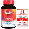 thumbnail interactive-video image 1 of MegaRed Advanced 4in1 500mg Omega-3 Fish Krill Oil Supplements, Heart Brain Eyes Joints Health Omega 3, 25 Softgels, 1 of 13