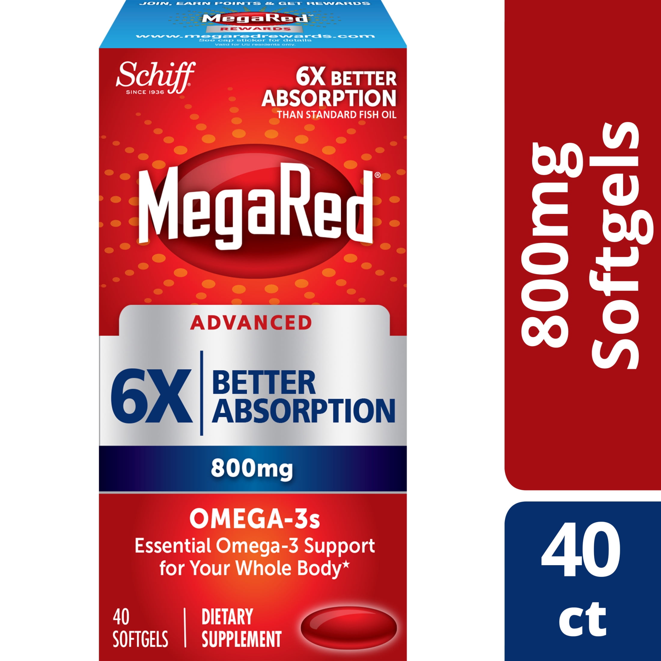 MegaRed Advanced 6X Better absorption 800mg, 40 Softgels