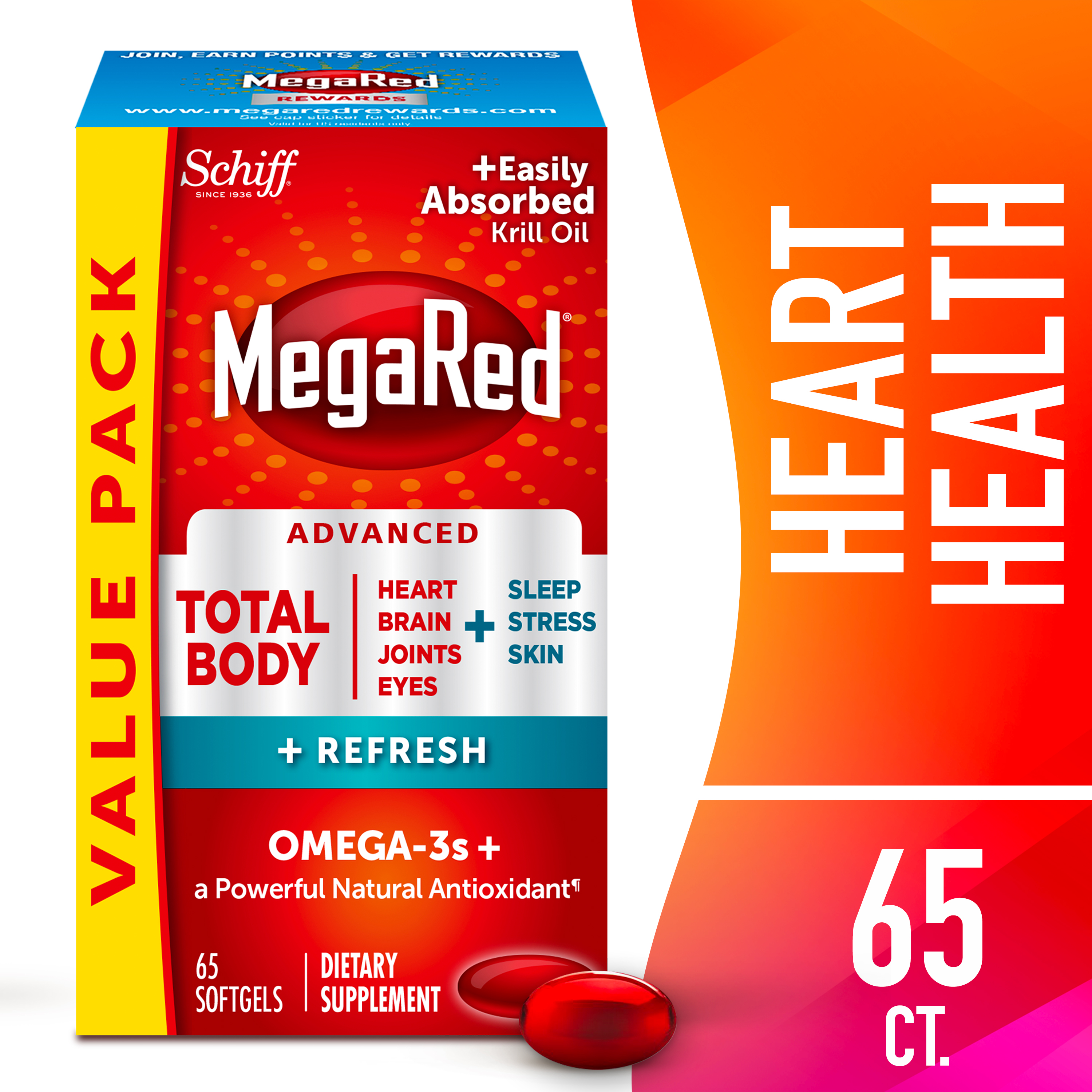MegaRed Advanced Total Body + Refresh Omega-3 Blend Softgels,(65 count) - image 1 of 7