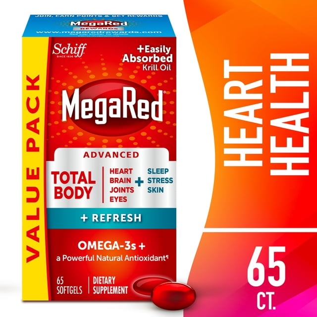 MegaRed Advanced Total Body + Refresh Omega-3 Blend Softgels,(65 count)