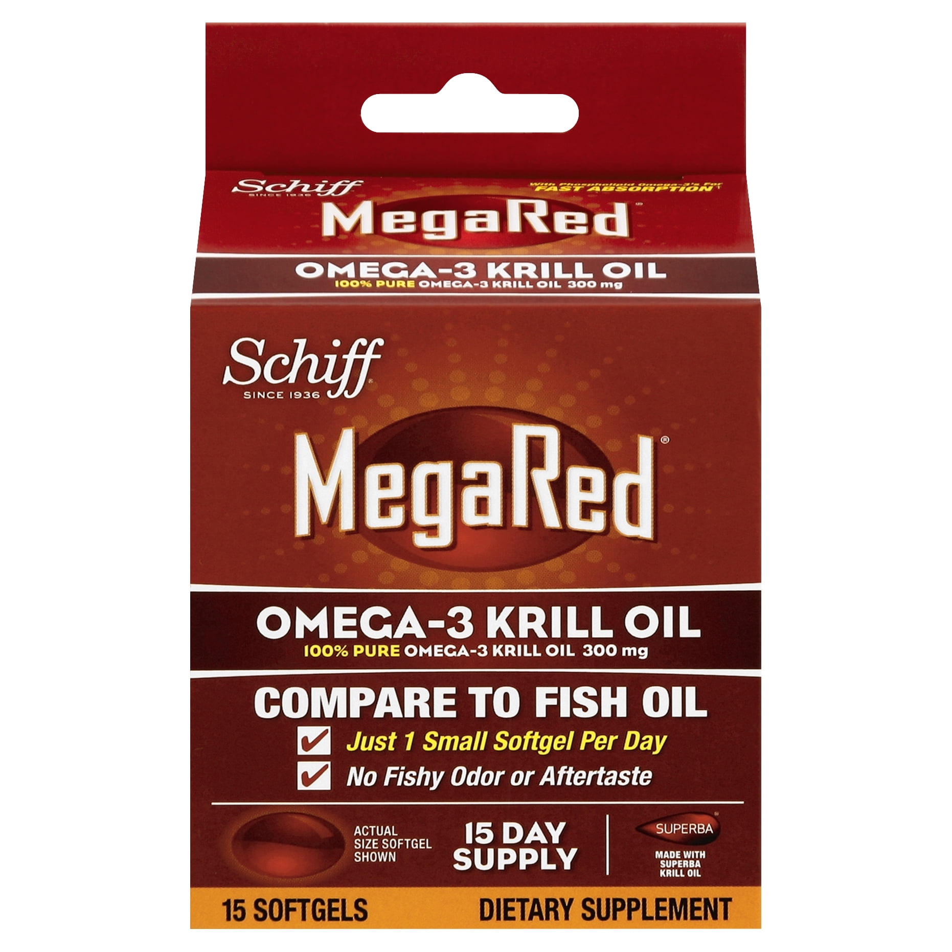 MegaRed Omega3 Krill Oil Softgels, 300 Mg, 15 Ct