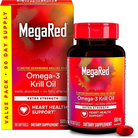 MegaRed Superior Omega-3 Krill Oil Softgels, 500 Mg, 90 Ct