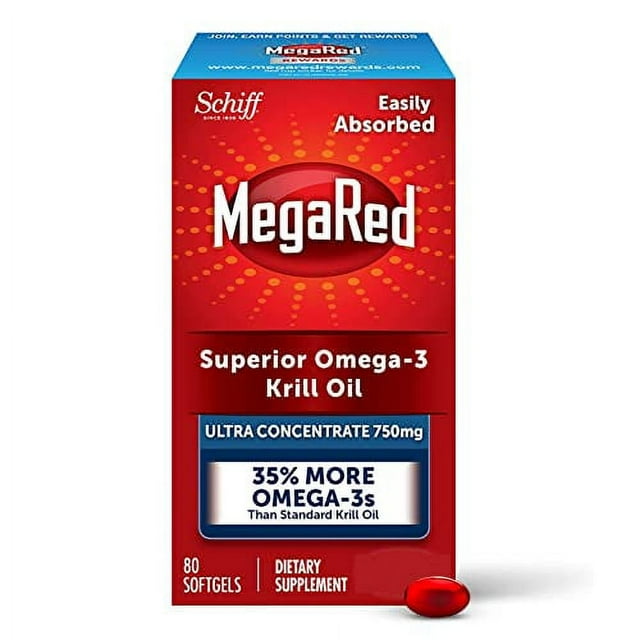 MegaRed Ultra Strength Krill Oil Omega 3 Supplement, 750mg Krill Oil â